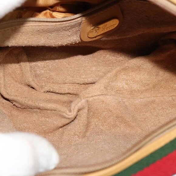 GUCCI Micro GG Supreme Web Sherry Line Bag PVC Beige Gold Auth gh497 - Picture 8 of 16